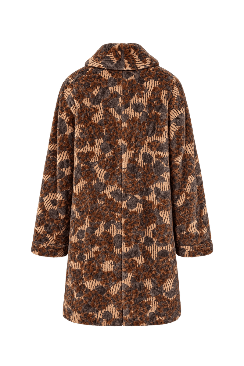 1980s Charcoal Grey and Rust Brown Fur Coat - Back View