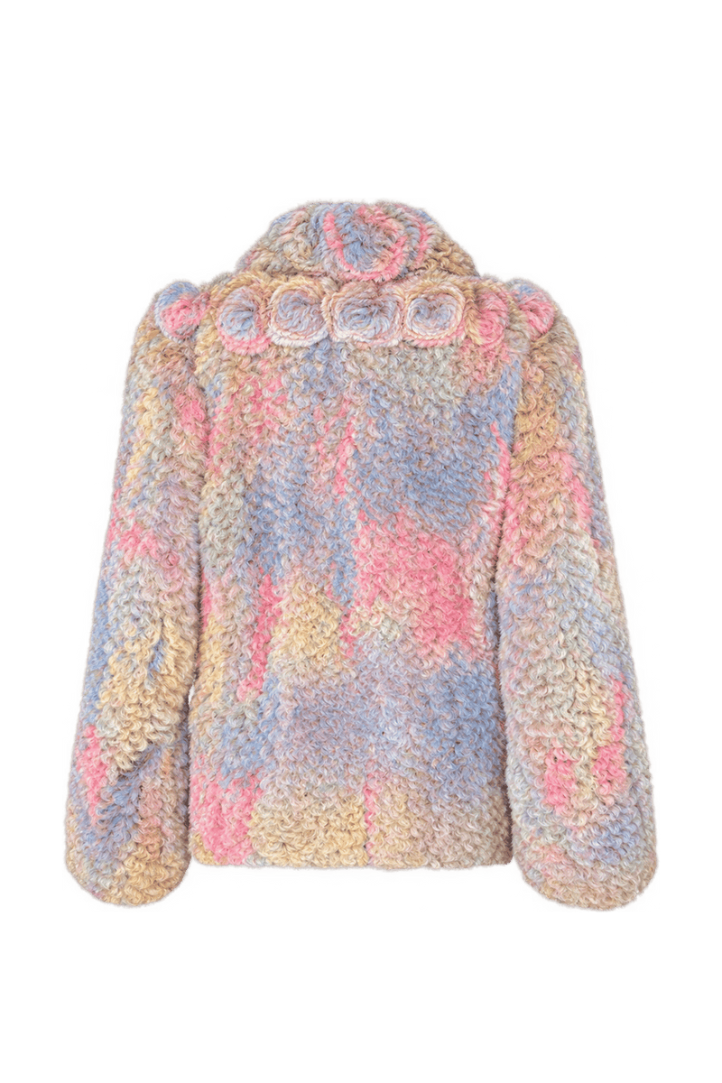 1980s Pastel Beige Fur Coat - Back View