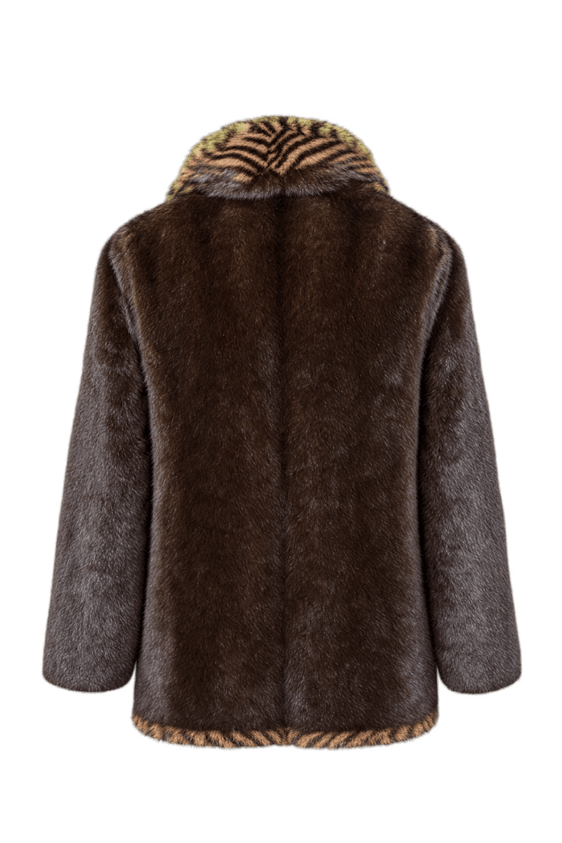 1980s Dark Chocolate Brown Fur Coat - Back View