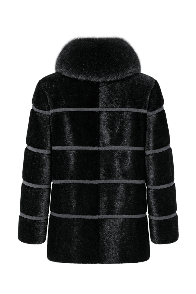 1980s Black Fur Coat - Back View