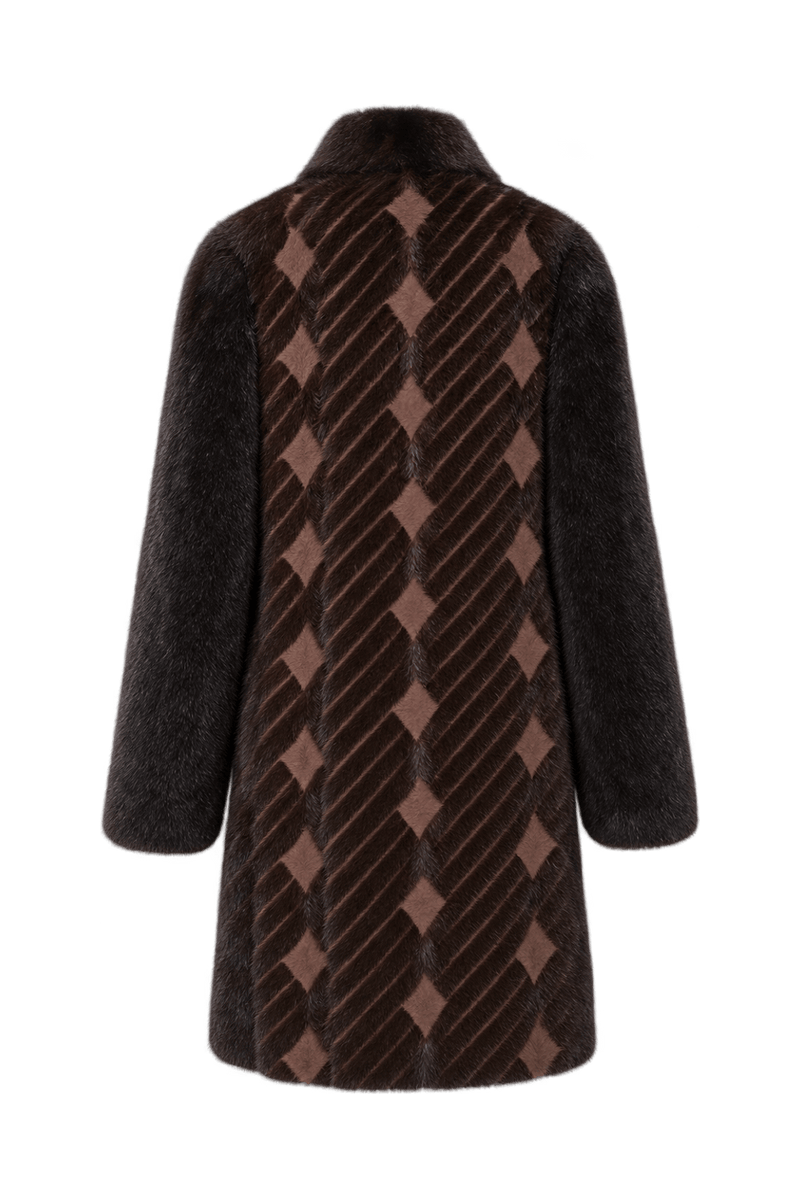 1980s Dark Chocolate Brown Fur Coat - Back View