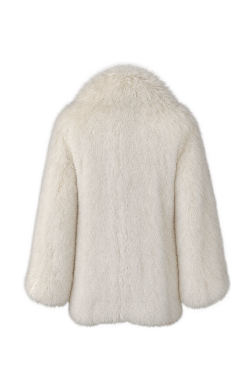 1980s Warm Cream White Fur Coat - Back View