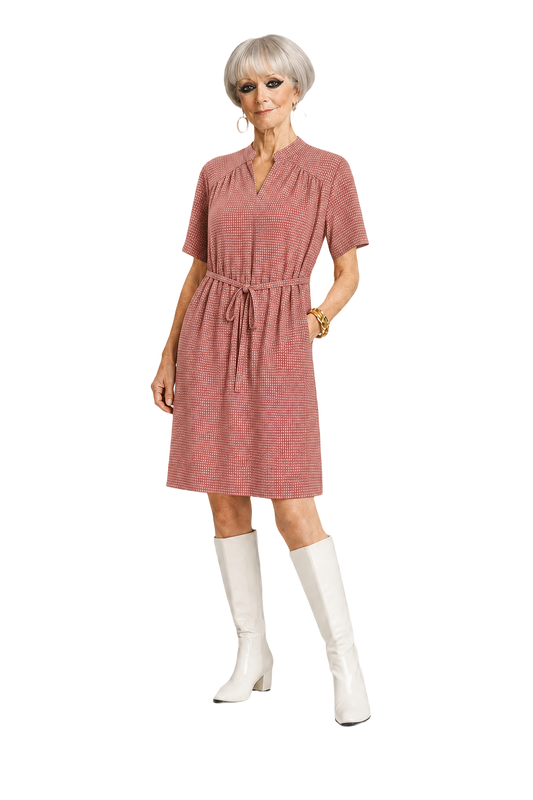 1960s Dusty Rose Pink Cotton Blend Dress - Model