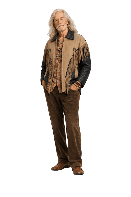 1970s Beige Suede Jacket - Model