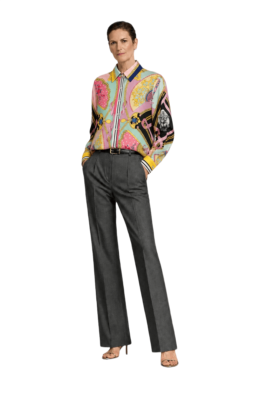 1990s Multicolor Silk Shirt - Model