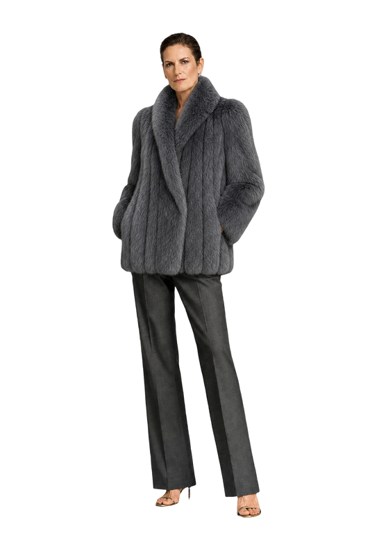 1990s Gray Fur Coat - Model