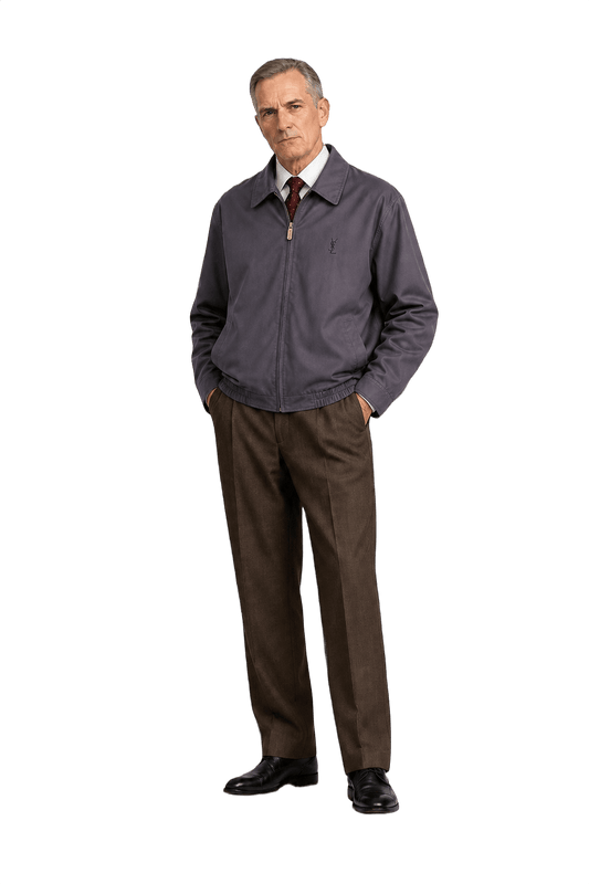 1990s Dark Grey Cotton Blend Jacket - Model