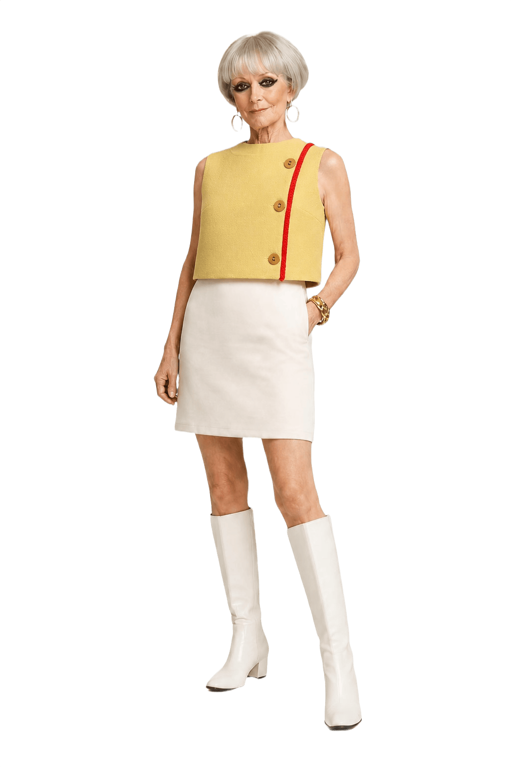 1960s Yellow Wool Blend Vest - Model