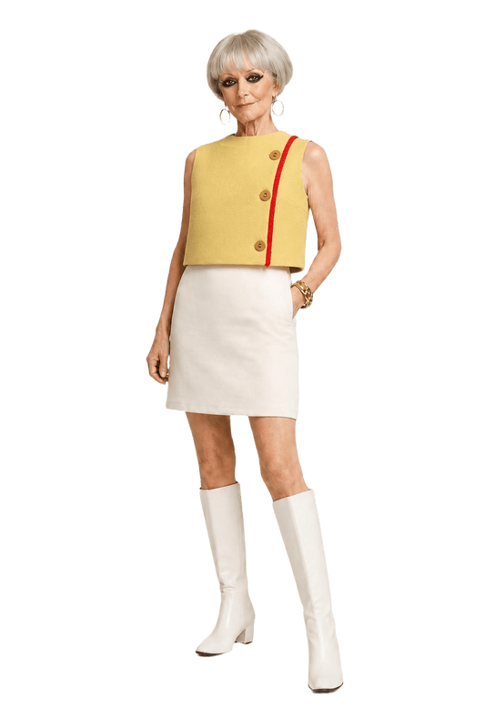 1960s Yellow Wool Blend Vest - Model