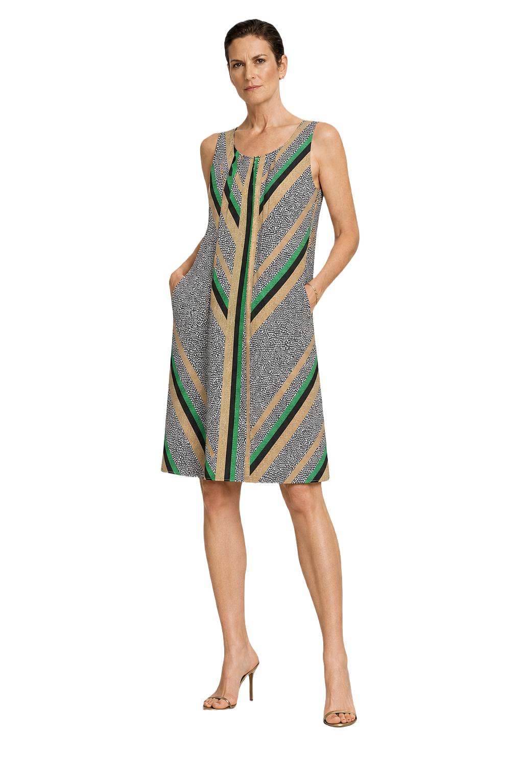 1990s Black and White Cotton Shift Dress - Model
