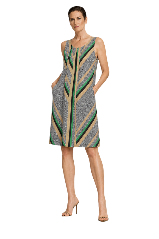 1990s Black and White Cotton Shift Dress - Model