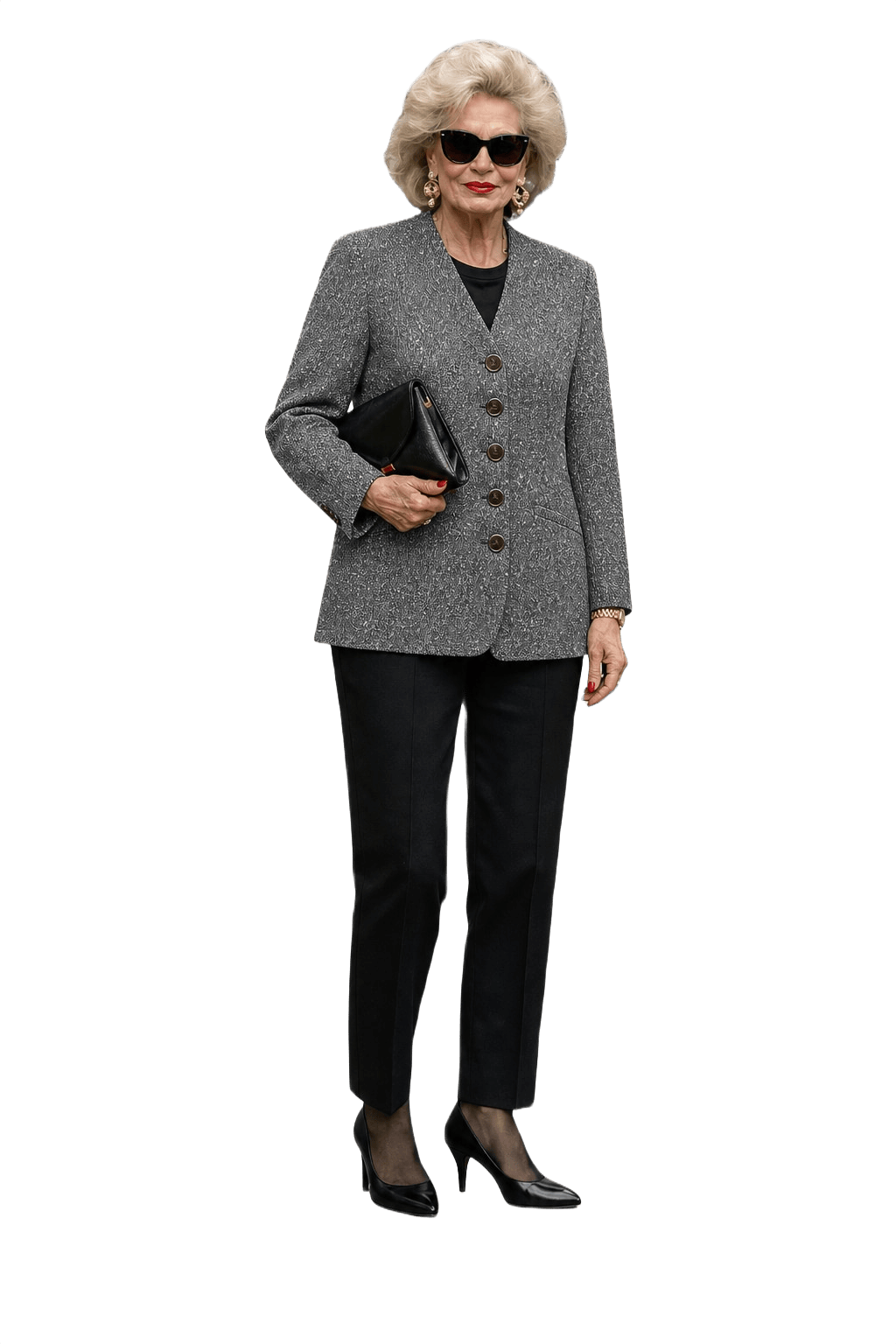 1980s Grey Viscose Blend Blazer - Model