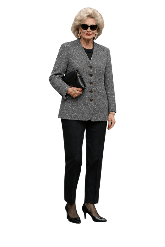 1980s Grey Viscose Blend Blazer - Model