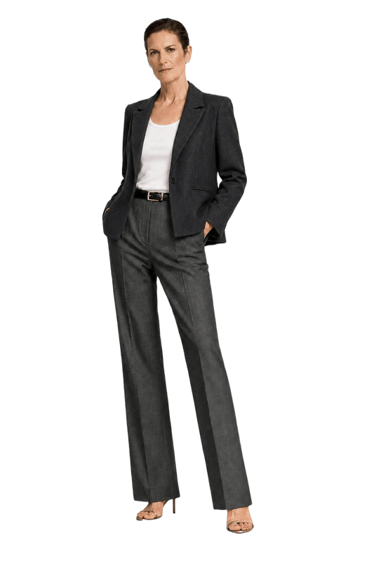 1990s Charcoal Grey Wool Blend Blazer - Model