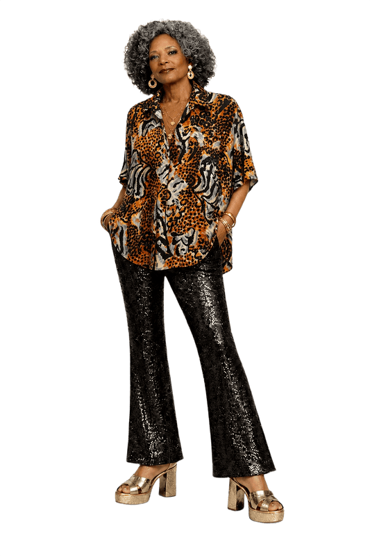1980s Orange Cotton Shirt - Model