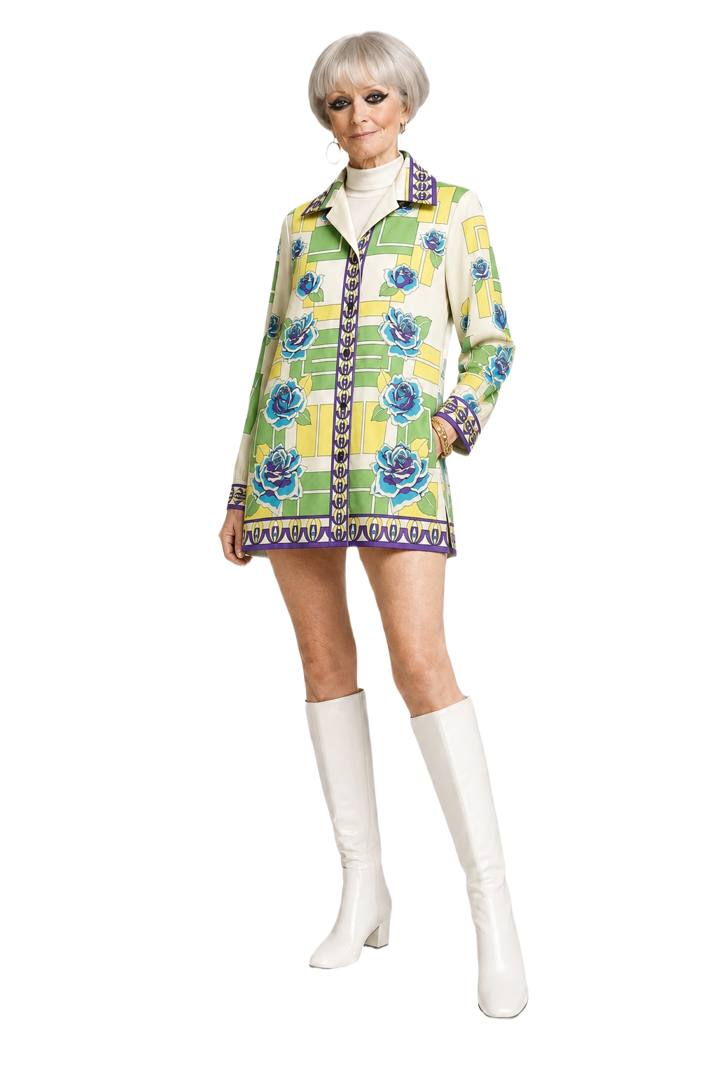 1960s Cream Synthetic Shirt - Model