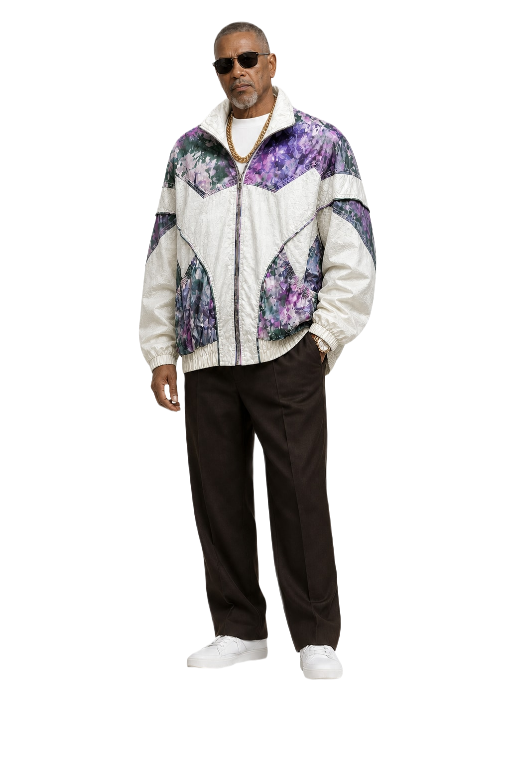 1980s Cream White Nylon Jacket - Model