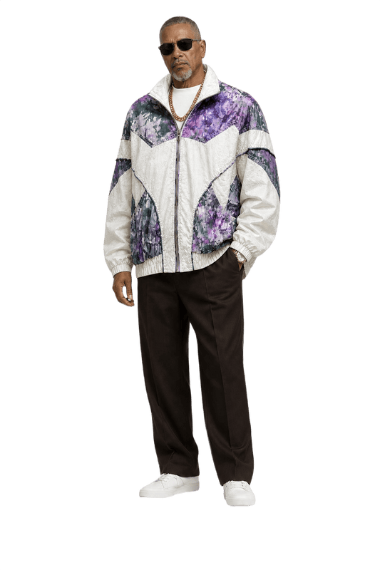 1980s Cream White Nylon Jacket - Model