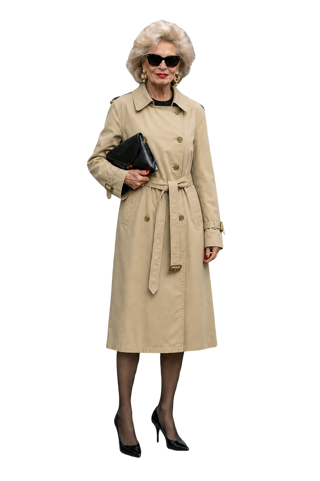1980s Beige Cotton Trench Coat - Model