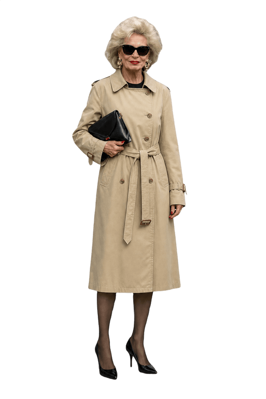 1980s Beige Cotton Trench Coat - Model