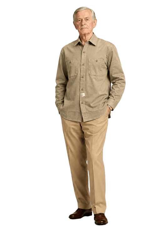 1970s Beige Cotton Shirt - Model