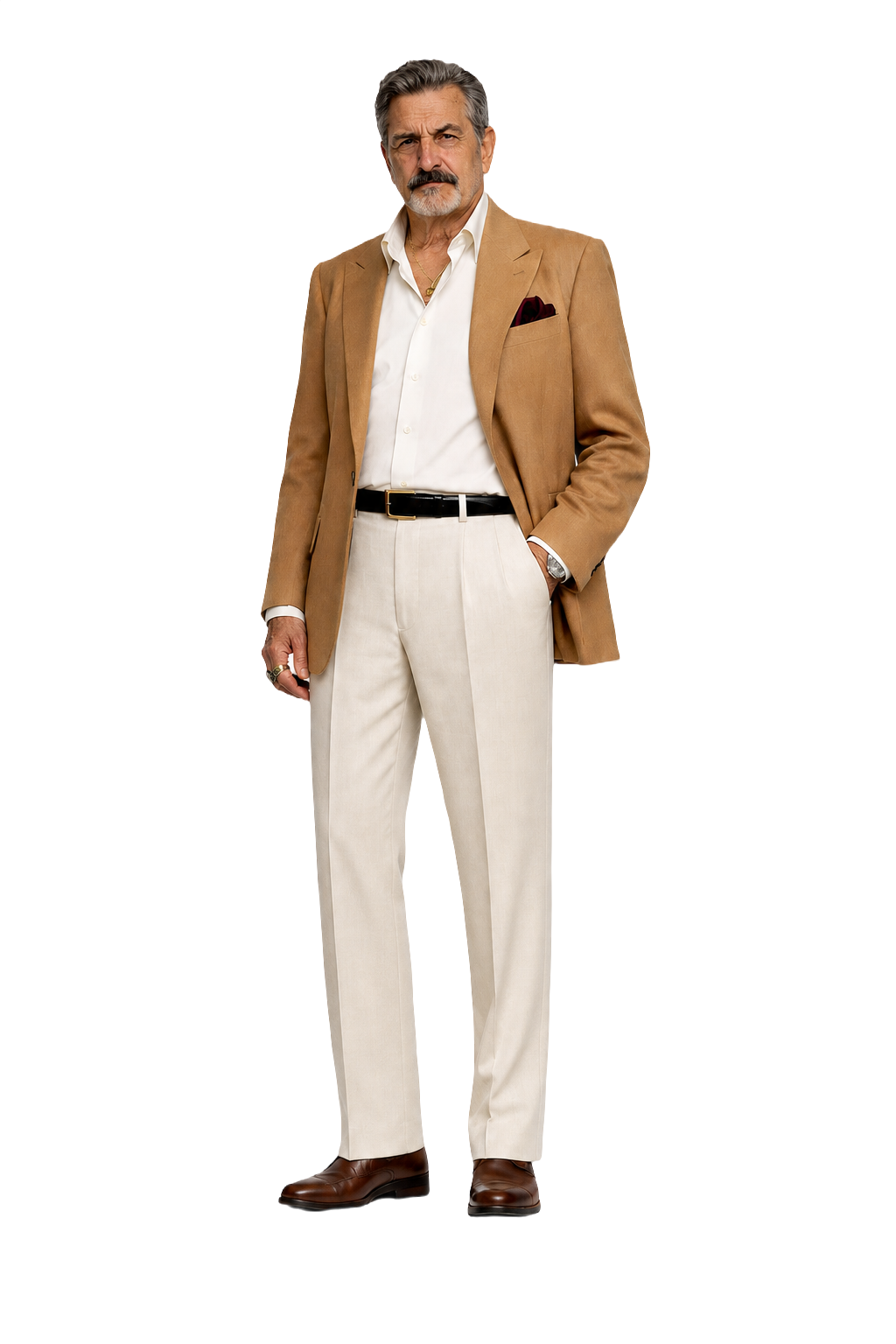 1980s White Cotton Blend Trousers - Model