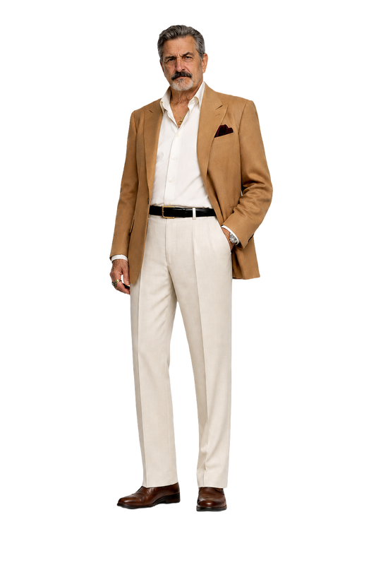 1980s White Cotton Blend Trousers - Model