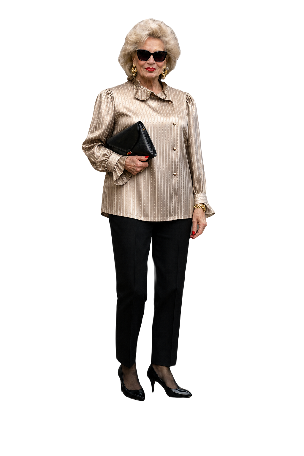 1980s Champagne Satin Blouse - Model