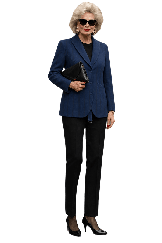 1980s Deep Blue Wool Blend Jacket - Model