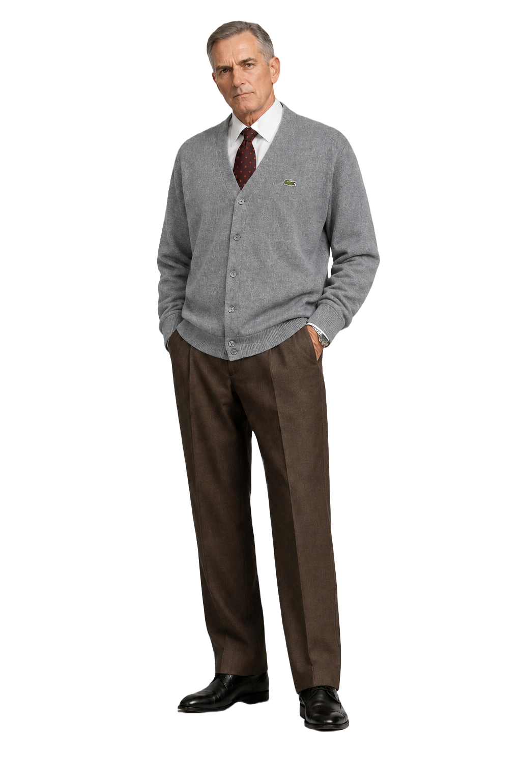 1990s Gray Wool Cardigan - Model
