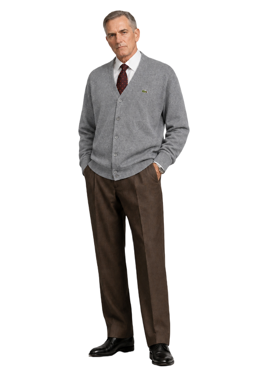1990s Gray Wool Cardigan - Model