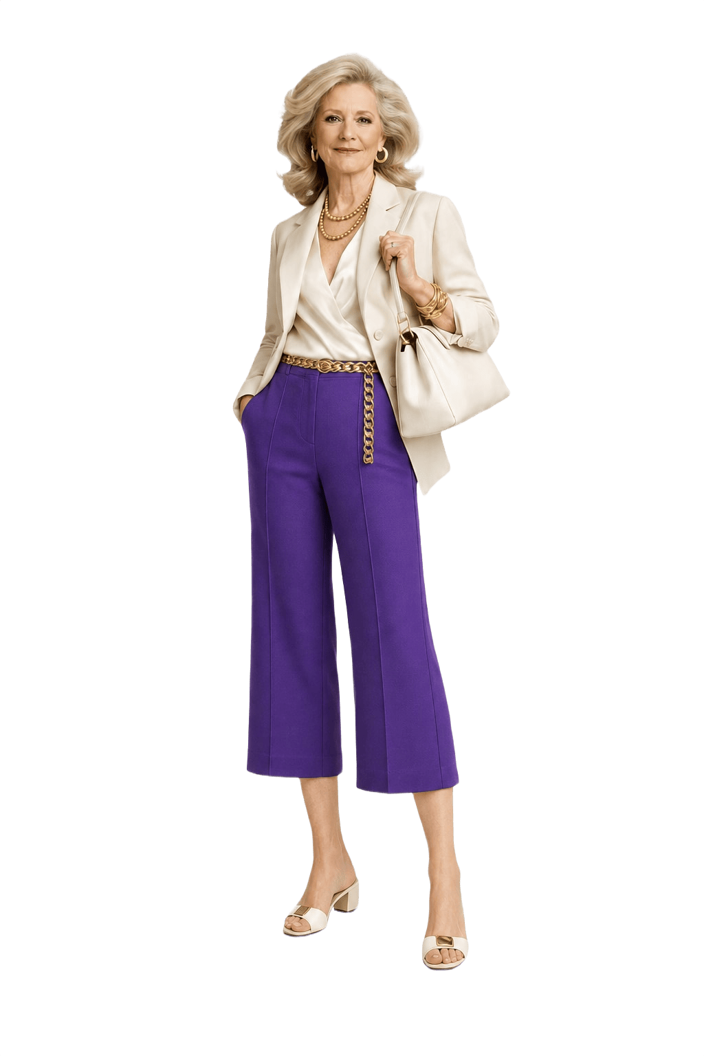1970s Purple Polyester Blend Trousers - Model