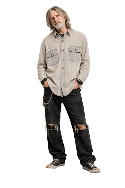 1990s Beige Cotton Shirt - Model