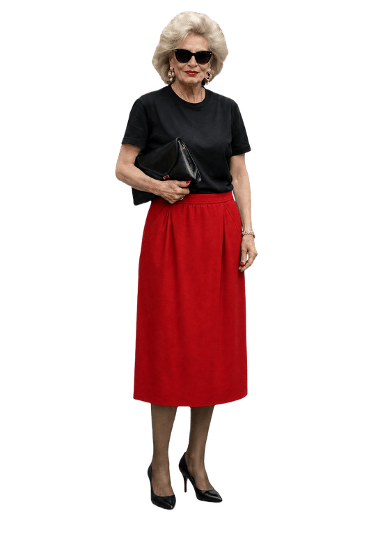 1980s Red Wool Skirt - Model