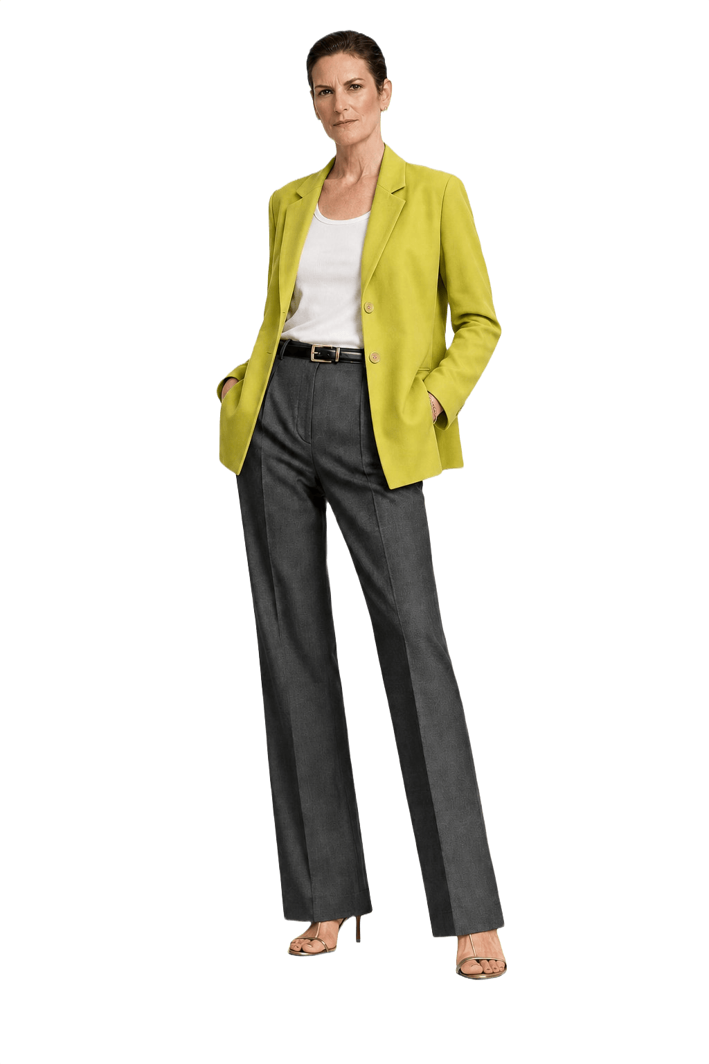 1990s Chartreuse Polyester Blazer - Model