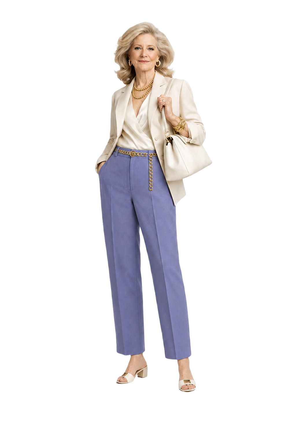 1970s Periwinkle Blue Wool Blend Trousers - Model