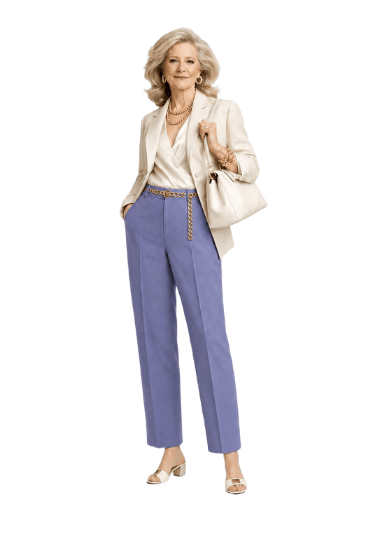 1970s Periwinkle Blue Wool Blend Trousers - Model