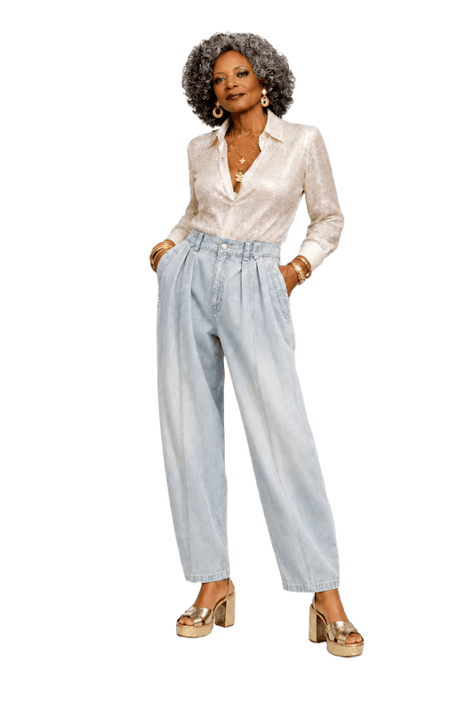 1980s Light Blue Cotton Trousers - Model