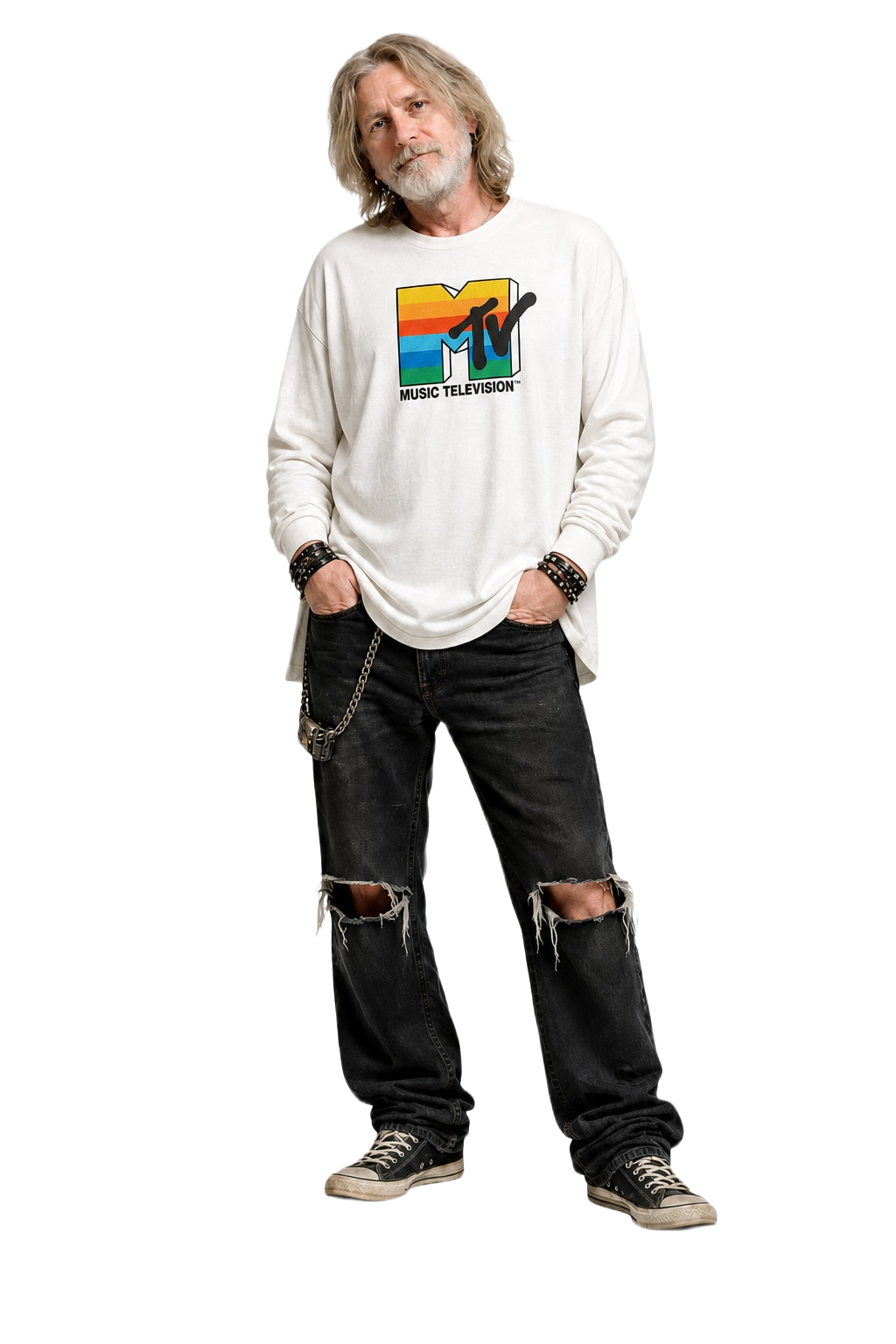 1990s White Cotton T-Shirt - Model