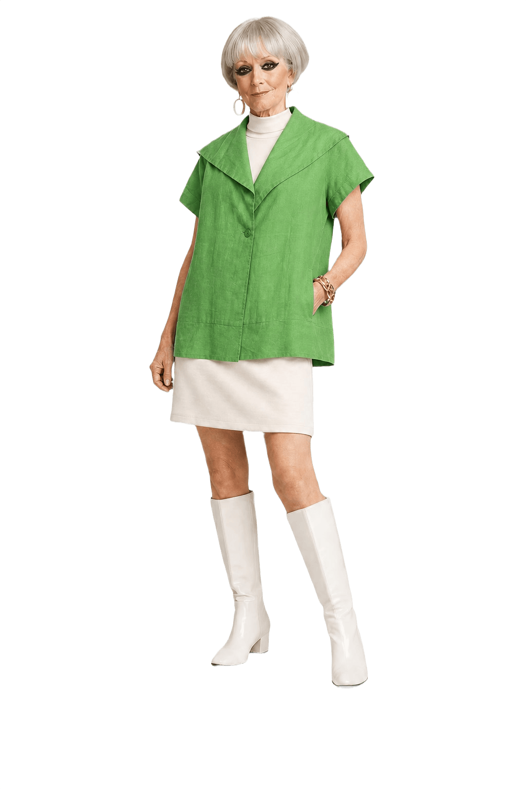1960s Bright Green Linen Blouse - Model