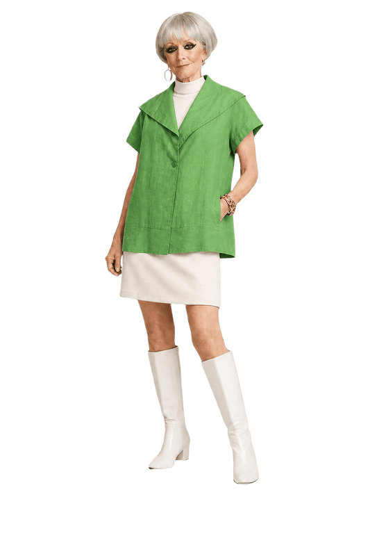 1960s Bright Green Linen Blouse - Model
