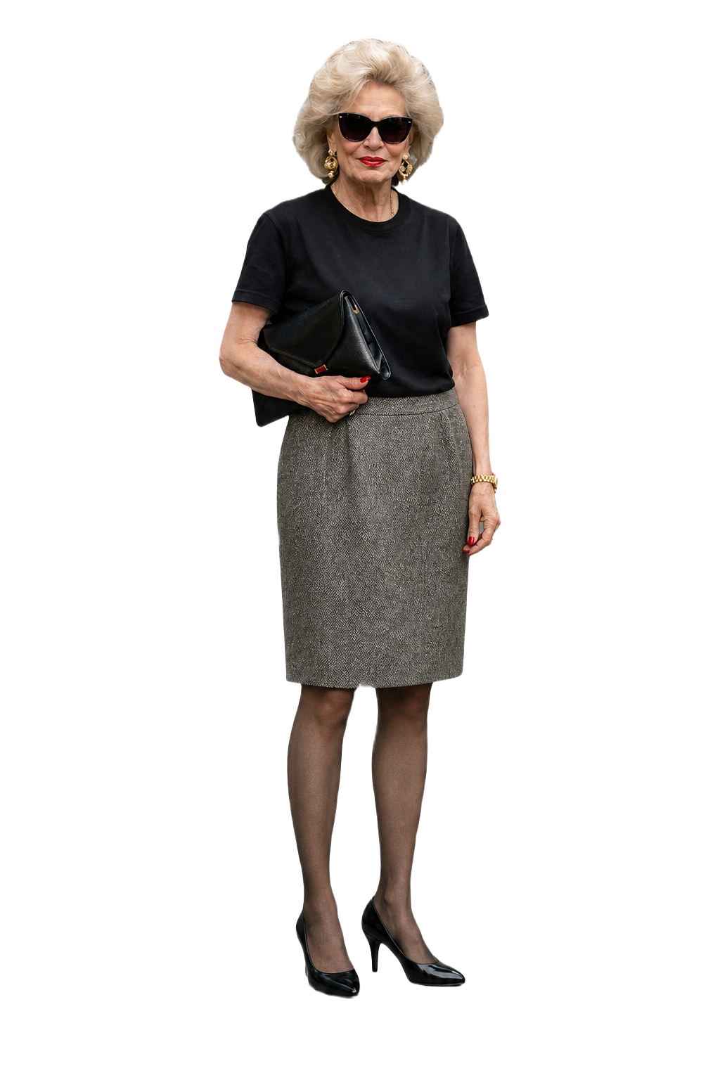 1980s Grey Synthetic Blend Skirt - Model