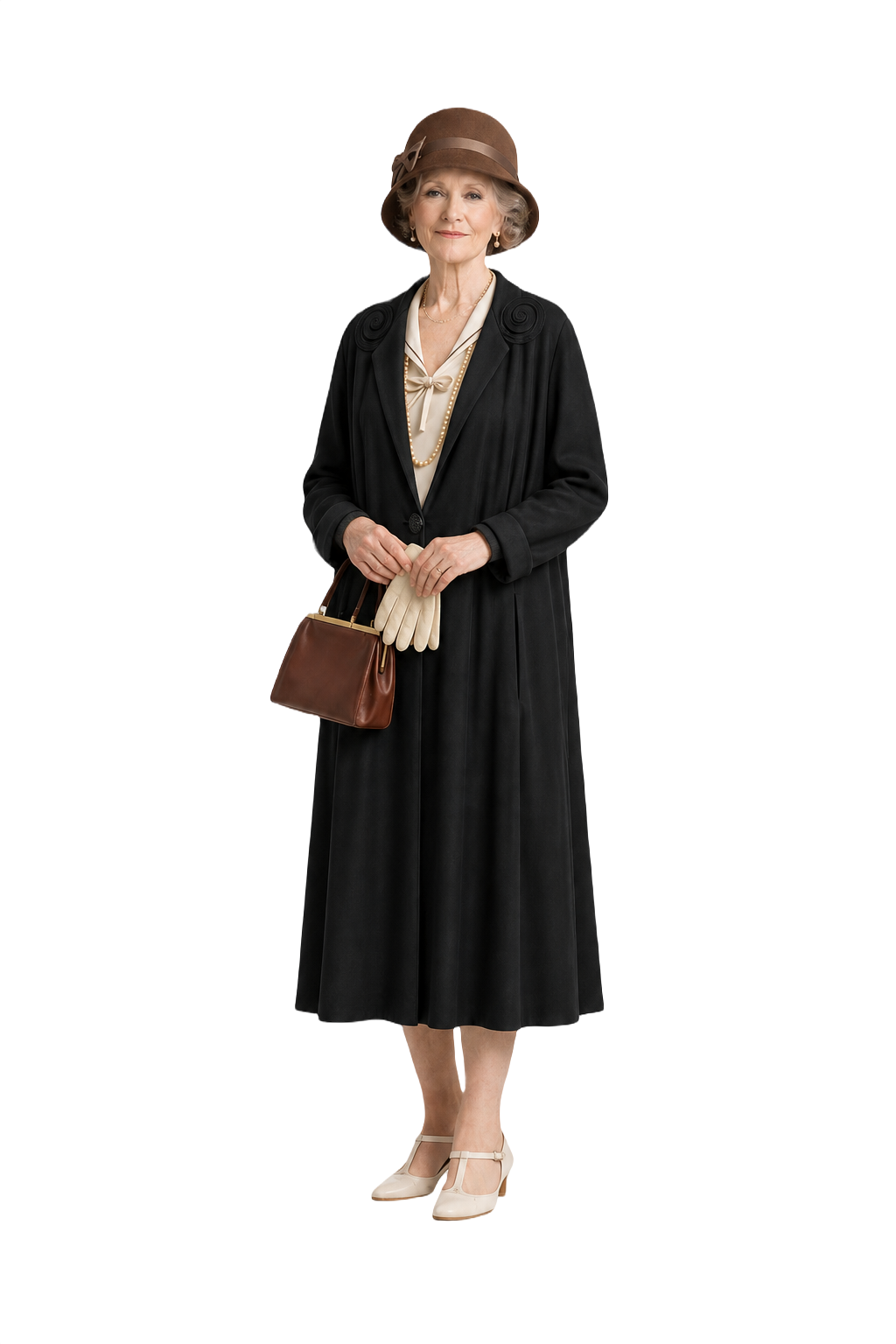 1930s Black Wool Coat - Model