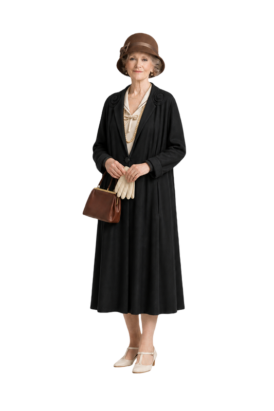 1930s Black Wool Coat - Model