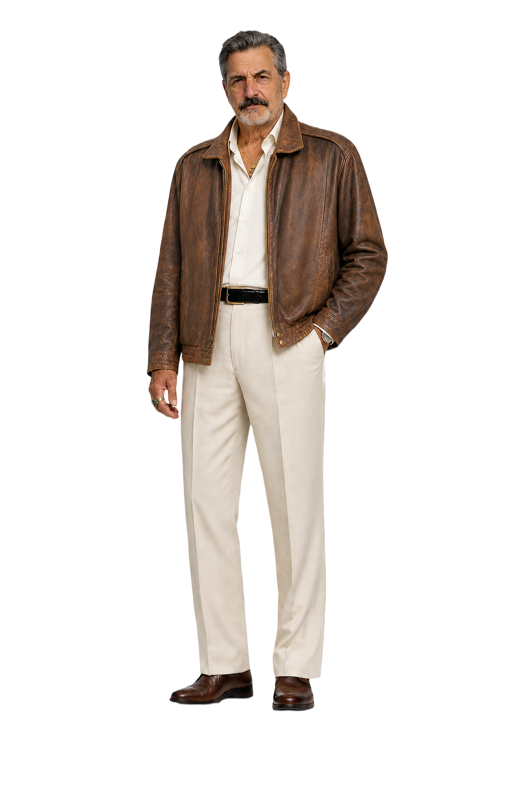 1980s Brown Leather Jacket - Model