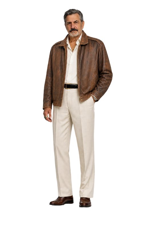 1980s Brown Leather Jacket - Model