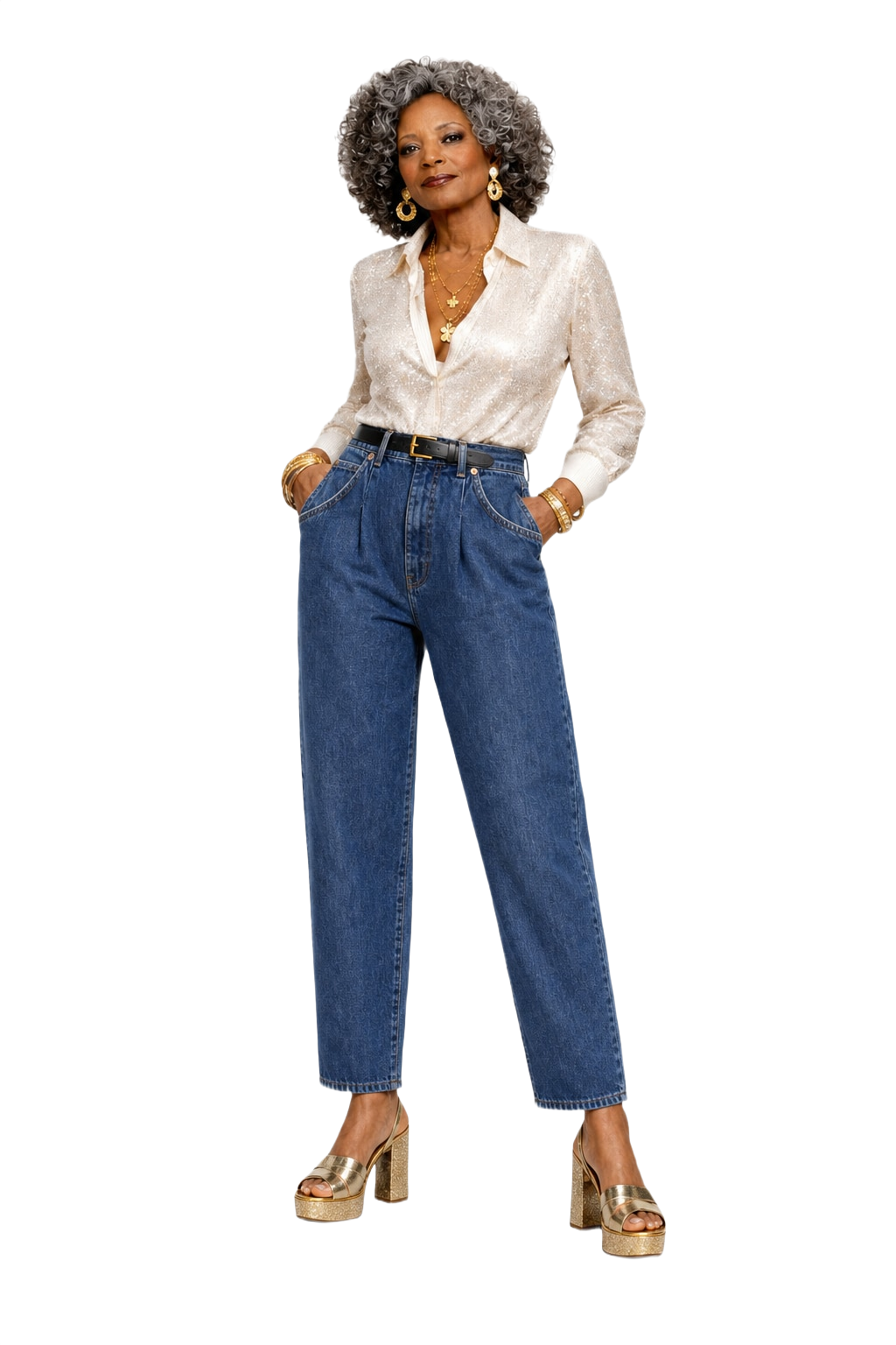 1980s Blue Denim Jeans - Model