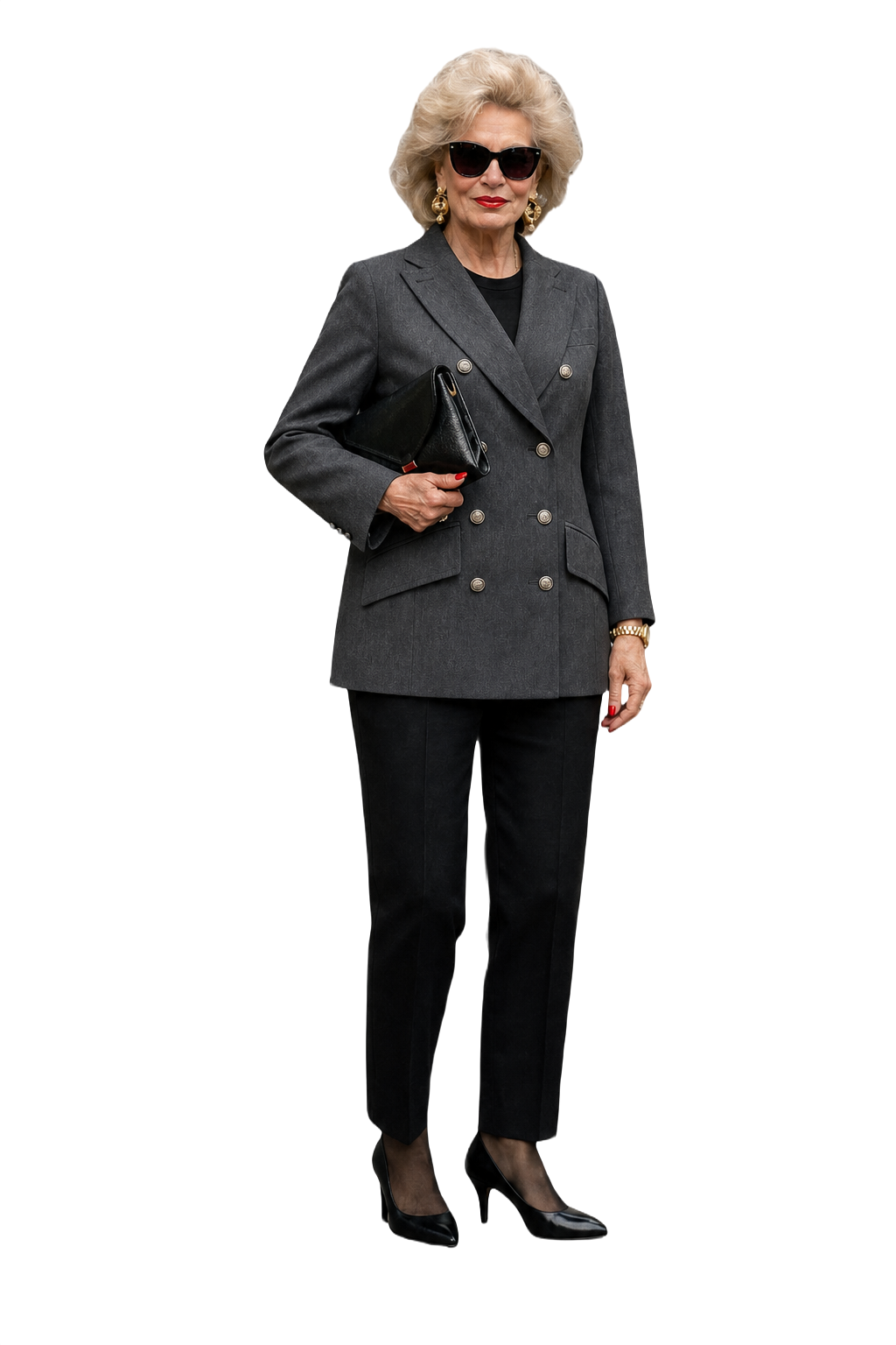 1980s Dark Grey Wool Blend Blazer - Model