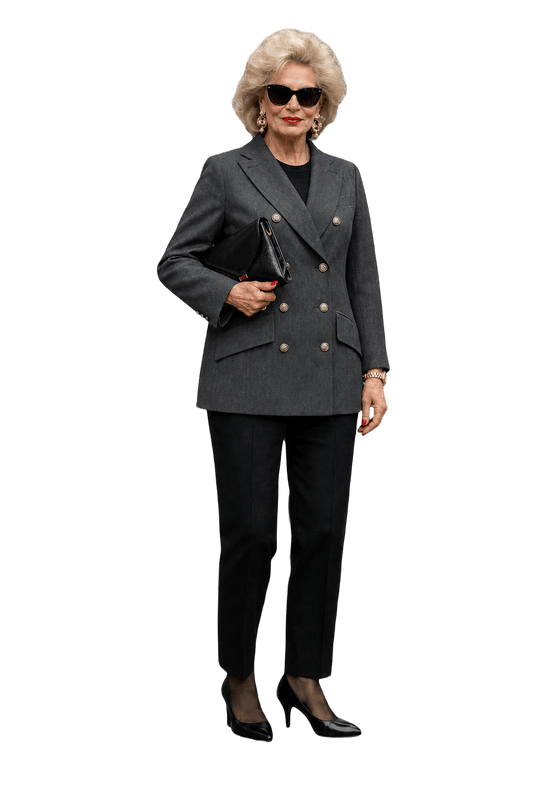 1980s Dark Grey Wool Blend Blazer - Model