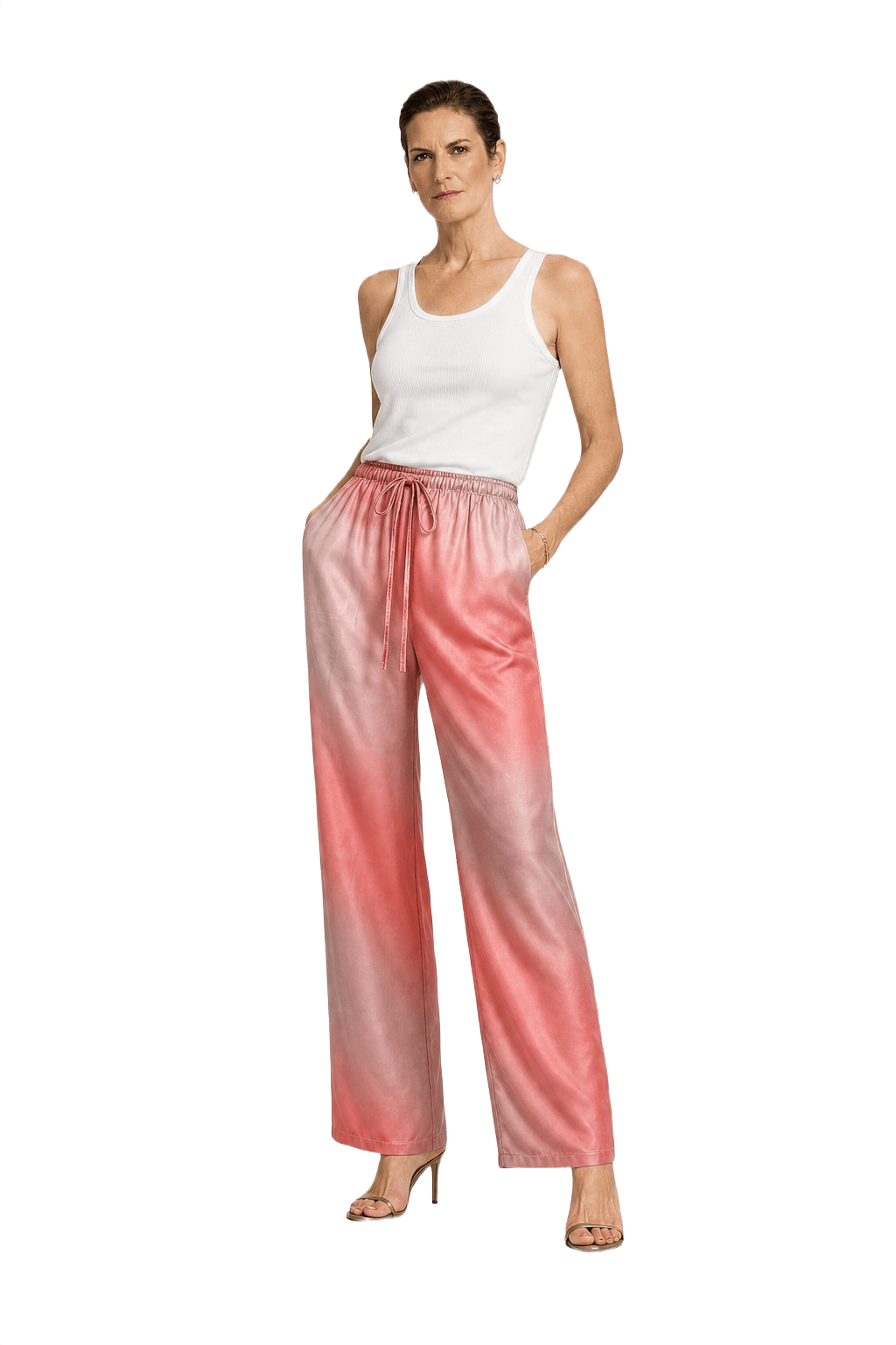1990s Pink Polyester Pants - Model